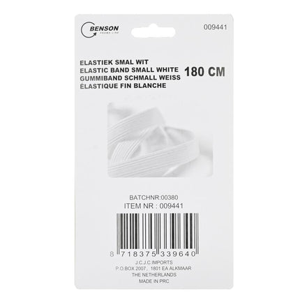 Benson Elastiek - Smal - 180 cm - Wit
