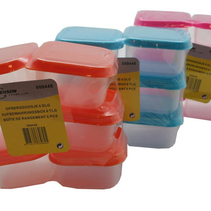 Benson Opbergdoosjes Vierkant - 6-delig - 6 x 6 x 4 cm - Vaatwasser- & Vriezerbestendig - Kleurenmix