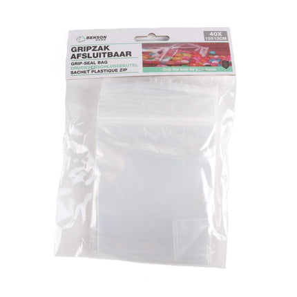 Benson Gripzakjes Afsluitbaar - 40 Stuks - 10 x 13 cm - Hersluitbaar - Transparant