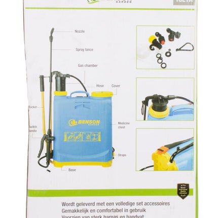 Benson Rugspuit 16 Liter - Hoge Druk - Planten- & Onkruidspuit