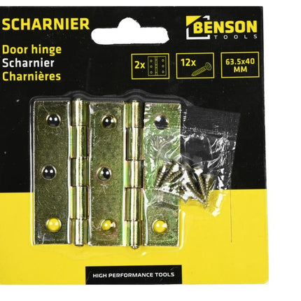 Benson Scharnierset – 64 x 35 mm – Vast Scharnierblad – Inclusief Schroeven