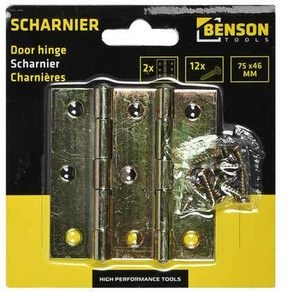 Benson Scharnierset – 76 x 35 mm – Vast Scharnierblad – Inclusief Schroeven