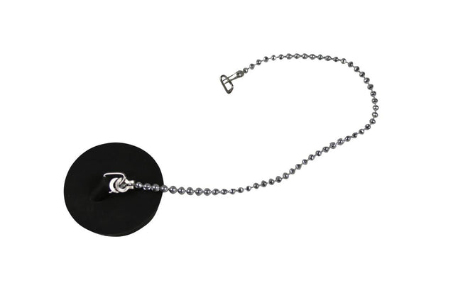 Benson Gootsteendop - Ø 39 mm - Inclusief Verchroomde Ketting 25 cm - Zwart