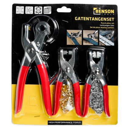 Benson Gatentangset - 3-delig - Inclusief Nesteltang & Drukknoptang - Rood