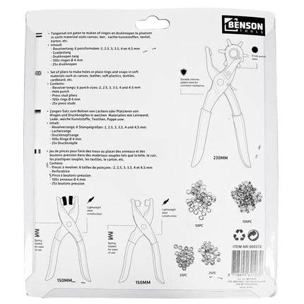 Benson Gatentangset - 3-delig - Inclusief Nesteltang & Drukknoptang - Rood