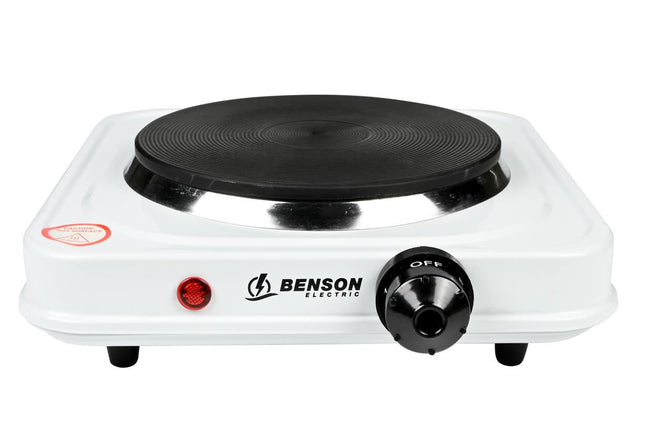 Benson Enkele Elektrische Kookplaat - 1000W - 5 Standen - Wit - Ø 15 cm