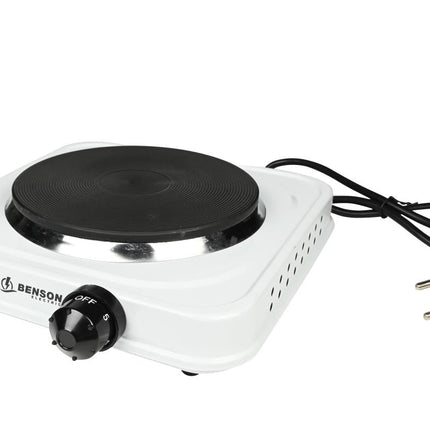 Benson Enkele Elektrische Kookplaat - 1000W - 5 Standen - Wit - Ø 15 cm