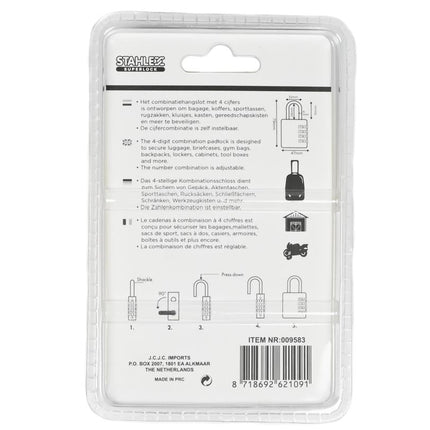 Stahlex Cijferhangslot – 47 mm – Aluminium – 4-Cijferige Combinatie