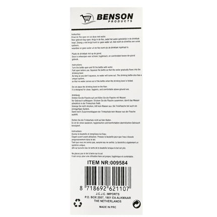 Benson Hondendrinkfles - 500 ml - Lichtgewicht - Rood/Blauw
