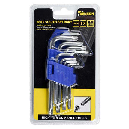 Benson Torx Sleutelset Profi - 9-delig - Kort - Verchroomd - T10 t/m T50