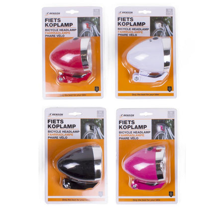 Benson Classic LED Fietskoplamp - 2 LED's - 4 Lux - Diverse Kleuren - Incl. Batterijen