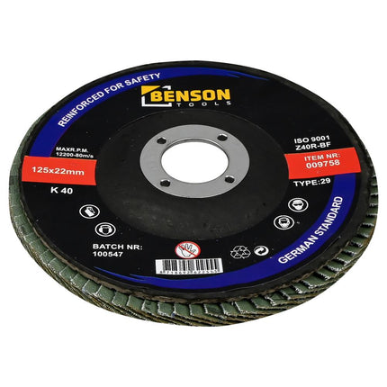 Benson Lamellenschijf Ø 125 mm – Korrel 40 – Grof Slijpwerk