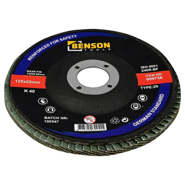 Benson Lamellenschijf Ø 125 mm – Korrel 40 – Grof Slijpwerk