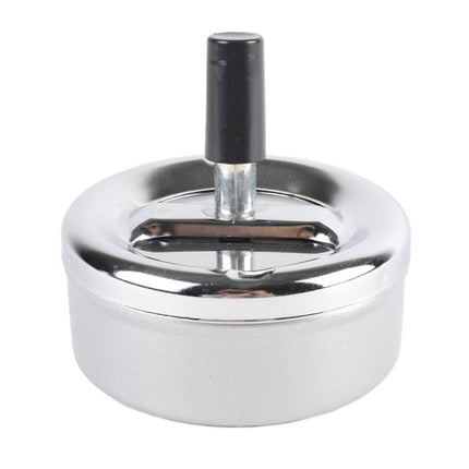 Benson Roterende Metalen Asbak - Druk & Draai - Zilver - Ø 9 cm