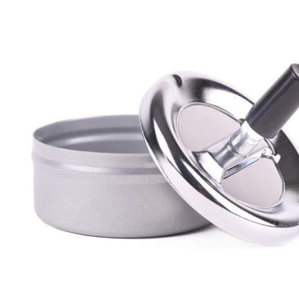Benson Roterende Metalen Asbak - Druk & Draai - Zilver - Ø 9 cm