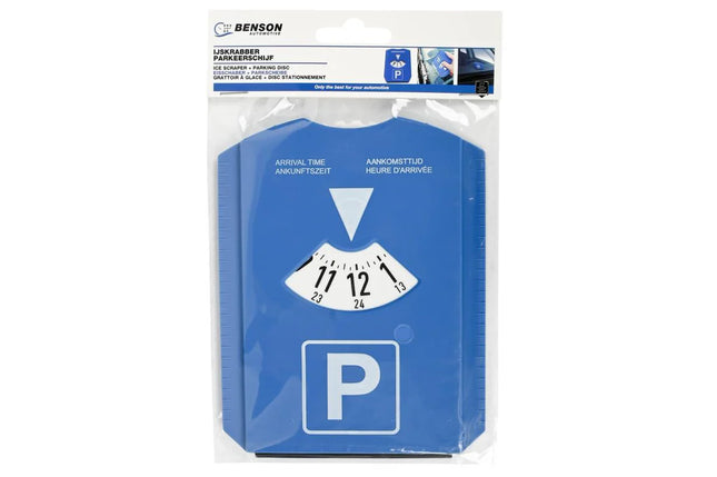 Benson Parkeerschijf & IJskrabber – 2-in-1 Auto-accessoire – Compact & Robuust