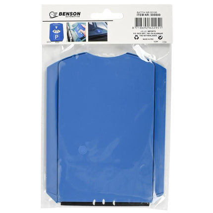 Benson Blauwe Parkeerschijf met IJskrabber – 15,5 x 12 cm – 2-in-1 Auto-accessoire