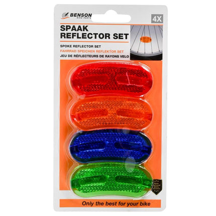 Benson Kleurrijke Spaakreflectoren - Set van 4 - 6.5 x 2.5 cm - Diverse Kleuren