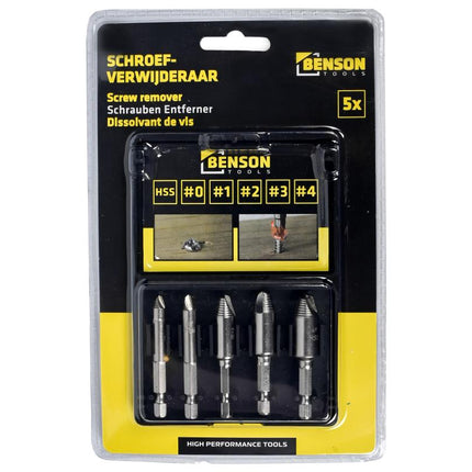 Benson Schroefverwijderaar Set - 5-delig - HSS 4241 - Voor Dolgedraaide Schroeven