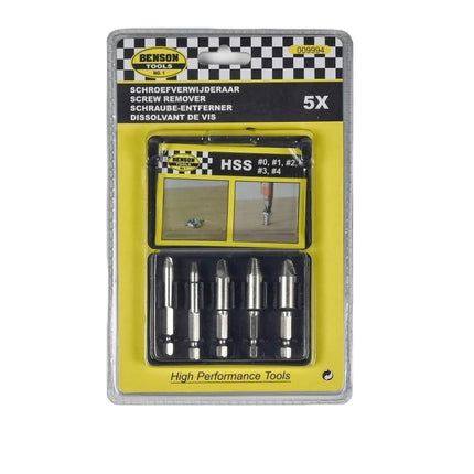 Benson Schroefverwijderaar Set - 5-delig - HSS 4241 - Voor Dolgedraaide Schroeven