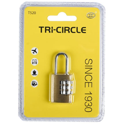 Tri-Circle Cijferhangslot – 20 mm – Messing – 3-Cijferige Combinatie