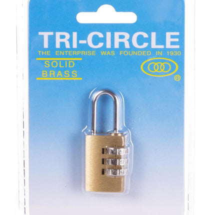 Tri-Circle Cijferhangslot – 25 mm – Messing – 3-Cijferige Combinatie