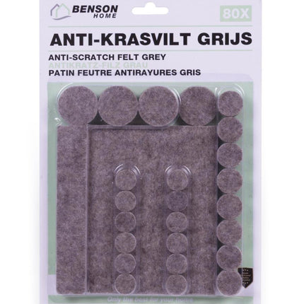 Benson Antikrasvilt Set - 80-delig - Grijs - Diverse Maten - Sterk Klevend