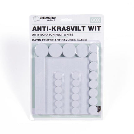 Benson Antikrasvilt Set - 80-delig - Wit - Diverse Maten - Sterk Klevend