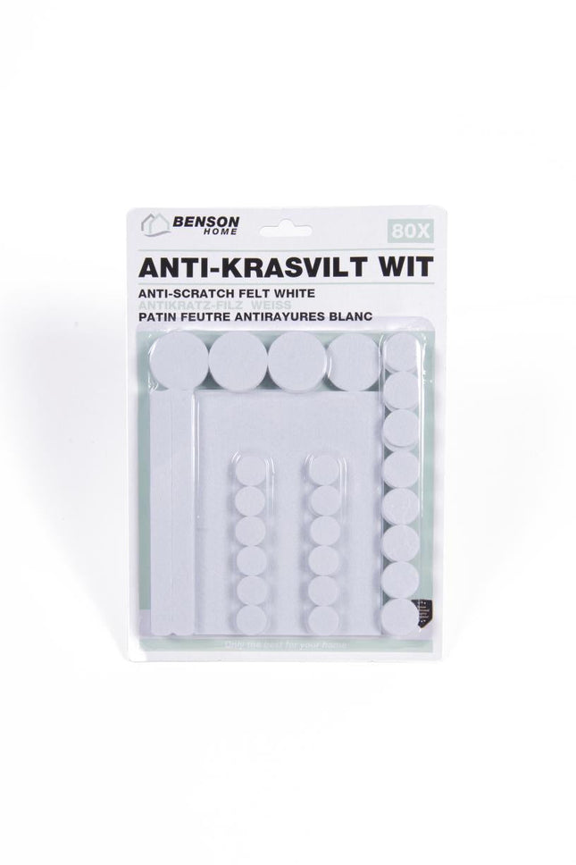 Benson Antikrasvilt Set - 80-delig - Wit - Diverse Maten - Sterk Klevend