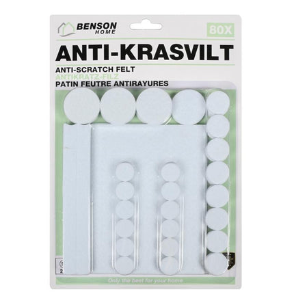 Benson Antikrasvilt Set - 80-delig - Wit - Diverse Maten - Sterk Klevend
