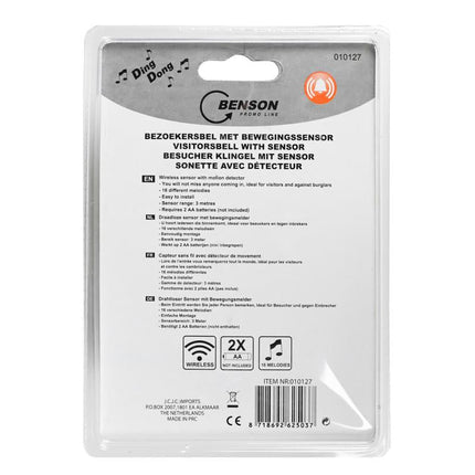 Benson Bezoekersbel met Bewegingssensor - 16 Melodieën - Compact