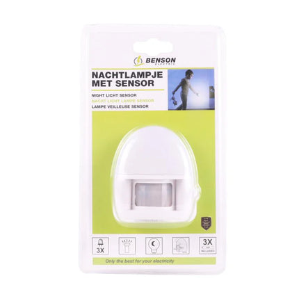 Benson 2-in-1 Nachtlampje – Bewegingssensor & Zaklamp – Batterijgevoed – 5m Bereik