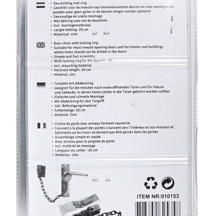 Benson Deurketting met Ring - 20 cm - Verzinkt - Montage zonder boren