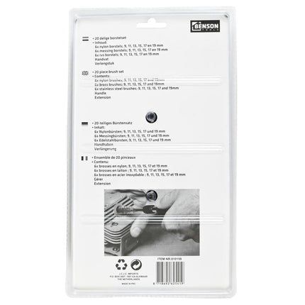 Benson Borstelset - 18-delig - Nylon, Staal & Messing - 9 t/m 19 mm