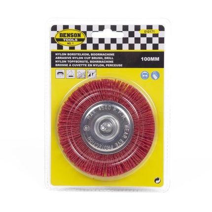 Benson Nylon Schijfborstel – Ø 100 mm – Rood (Grof/Agressief)