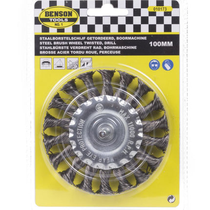 Benson Stiftborstel / Wielborstel – Ø 100 mm – Getordeerd Staaldraad