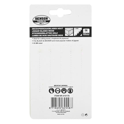 Benson Decoupeerzaagbladen Hout - 5-delig - Universele U-schacht