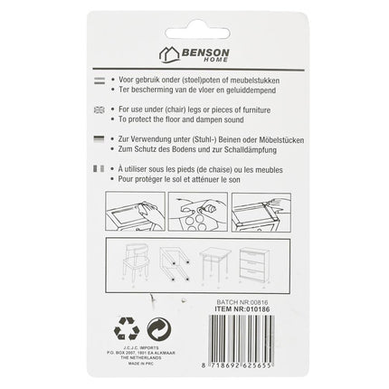 Benson Antikrasvilt PE / Rubber Set - Ø 25 mm - Zwart - 18 stuks
