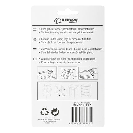 Benson Antikrasvilt Teflon Look - Ø 40 mm - Zelfklevend - 8 stuks