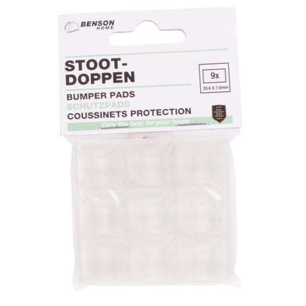 Benson Zelfklevende Stootdoppen Vierkant – 20,6 x 20,6 mm – Transparant – 9 stuks