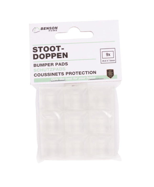 Benson Zelfklevende Stootdoppen Vierkant – 20,6 x 20,6 mm – Transparant – 9 stuks