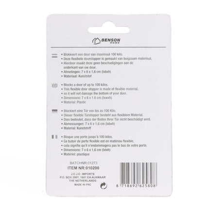 Benson Flexibele Deurwig – Zwart Rubber – 16 mm – Tot 100 kg
