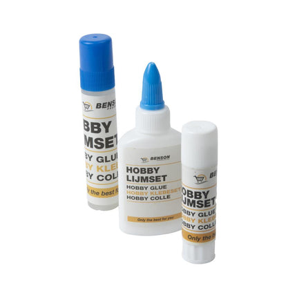 Benson Hobby Lijmset - 3-delig - Lijmstift, Tube & Roller