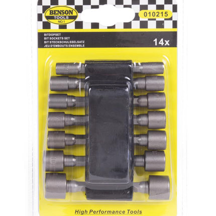 Benson Bit- en Dopset - 14-delig - Metrisch & Inch - Inclusief Houder