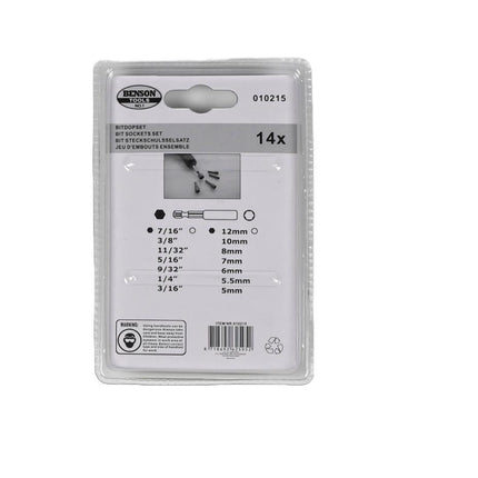 Benson Bit- en Dopset - 14-delig - Metrisch & Inch - Inclusief Houder