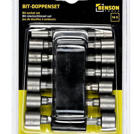 Benson Bit- en Dopset - 14-delig - Metrisch & Inch - Inclusief Houder
