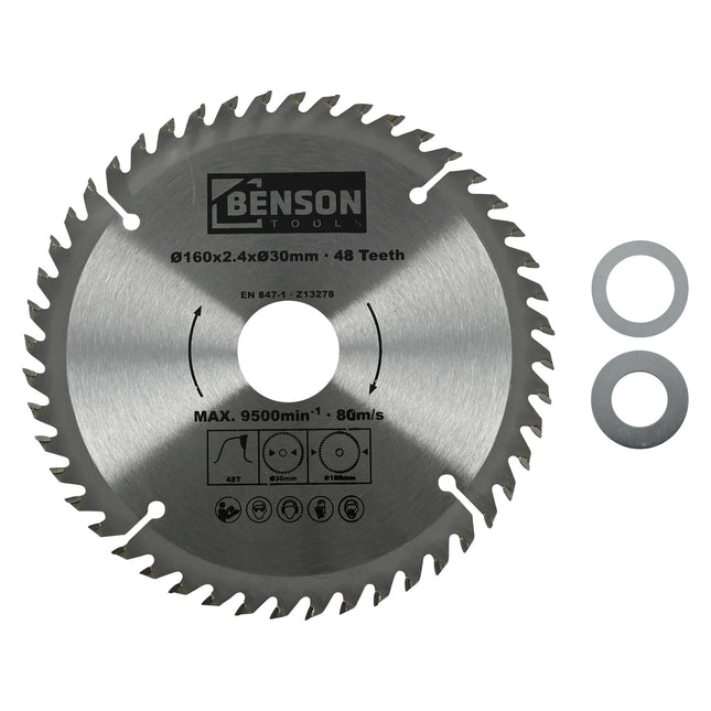 Benson Cirkelzaagblad - Ø 160 mm - 48 Tanden - Splintervrij