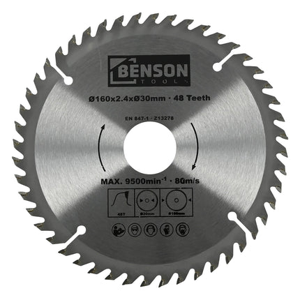 Benson Cirkelzaagblad - Ø 160 mm - 48 Tanden - Splintervrij