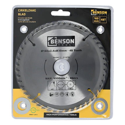 Benson Cirkelzaagblad - Ø 160 mm - 48 Tanden - Splintervrij