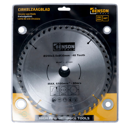 Benson Cirkelzaagblad - Ø 250 mm - 48 Tanden - Hardmetaal (HM)